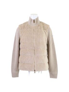 Moncler 25 Padded Teddy & Wool Zip Up Cardigan Down